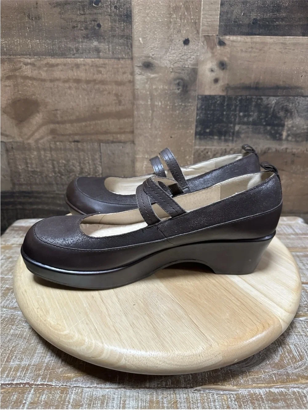 Jambu Scarlet Too Mary Jane Wedge Shoe Womens 10 Brown Leather Comfort Work Shoe - Picture 6 of 8